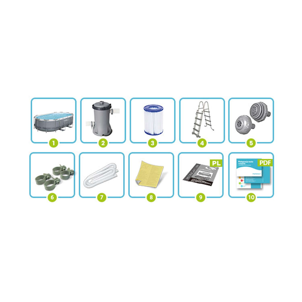 Basen ogrodowy stelażowy 427 x 250 x 100 cm 11w1 Bestway 56620