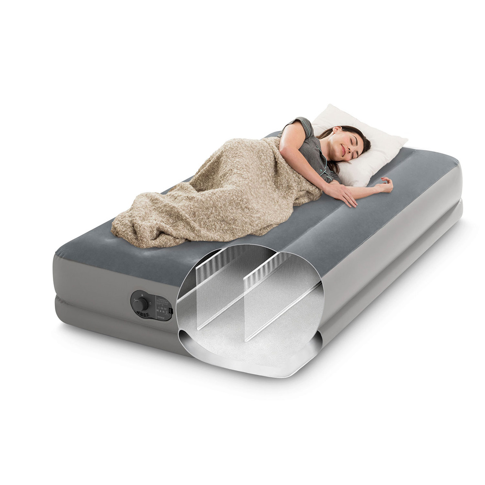 Materac welurowy dmuchany z wbudowaną pompką USB 99 x 191 x 30 cm INTEX 64112