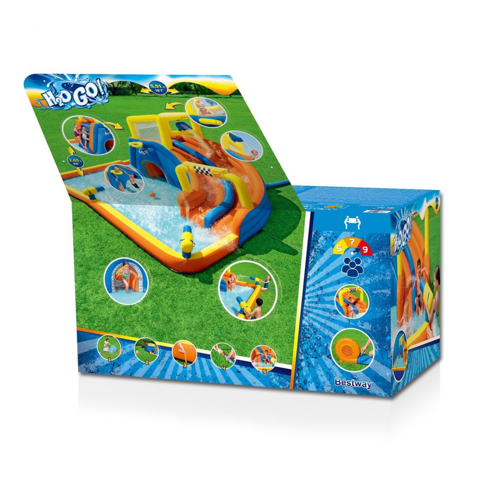 Bestway ogromny WODNY PLAC ZABAW 551x502x265cm zjeżdżalnia ścianka 53377