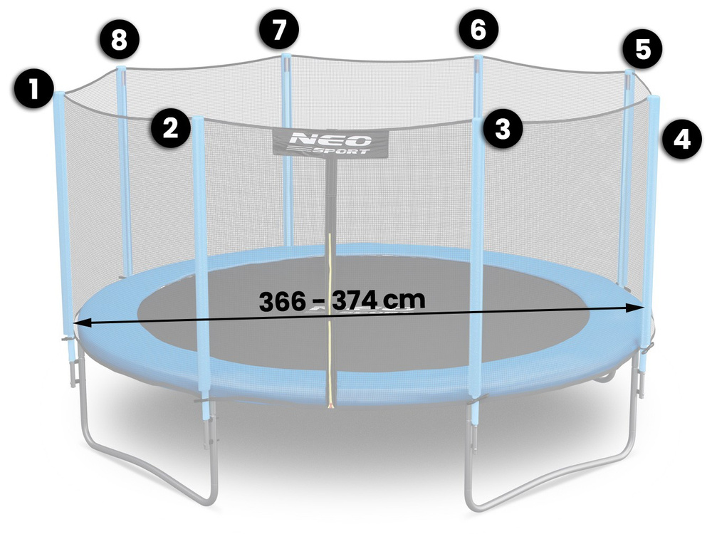 Siatka zewnętrzna Neosport 374 cm 12ft 8sł