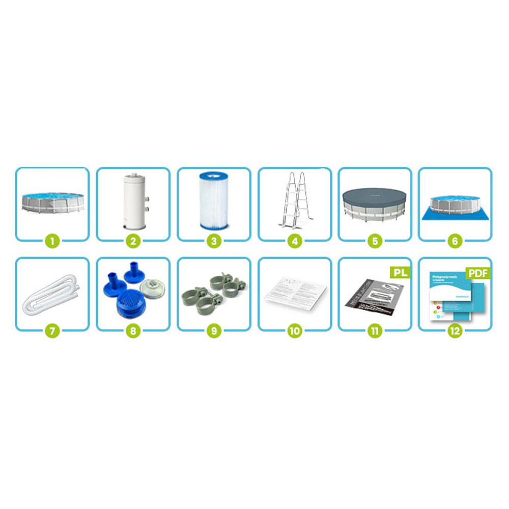 Basen ogrodowy stelażowy Prism Frame 457x107 cm z pompą filtrującą INTEX 26724 NP