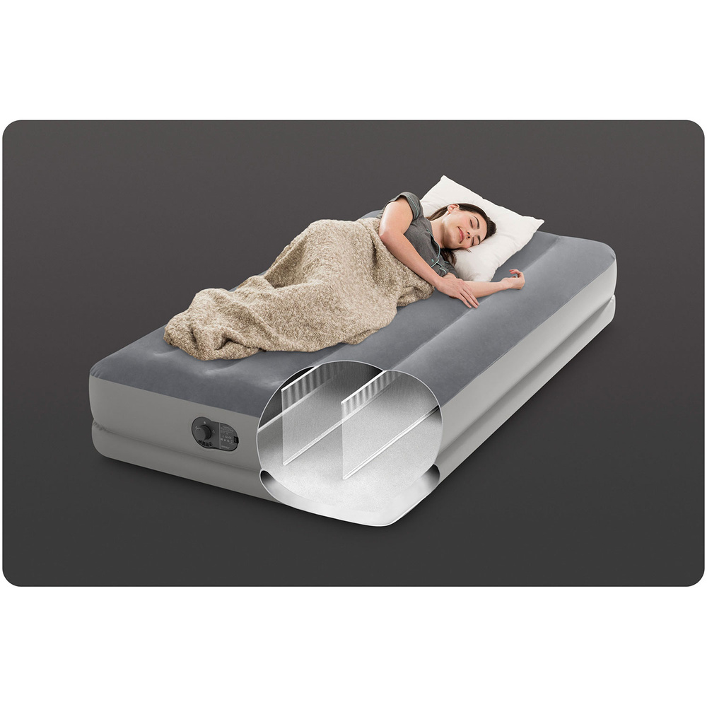 Materac welurowy dmuchany z wbudowaną pompką USB 99 x 191 x 30 cm INTEX 64112