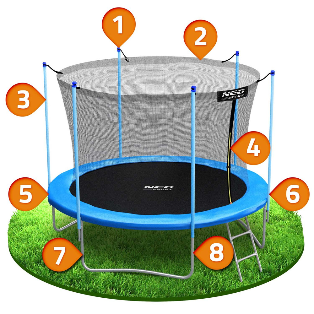 Trampolina ogrodowa 8ft/252cm siatka wewnętrzna i drabinką