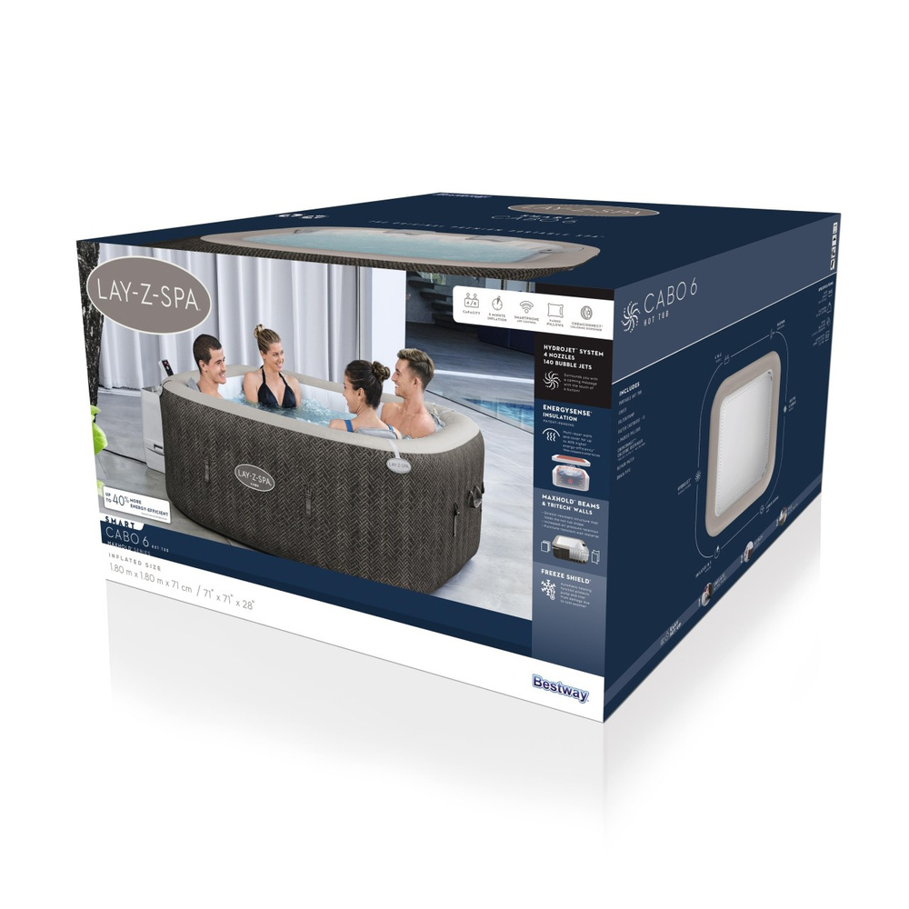 Bestway Lay-Z-Spa Cabo HydrotJet 6 hydromasaż 4-6os WiFi aplikacja 6001R