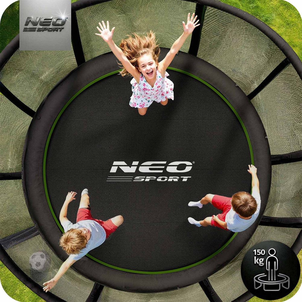Trampolina ogrodowa 12ft/374cm z siatką zewnętrzną i drabinką Neo-Sport