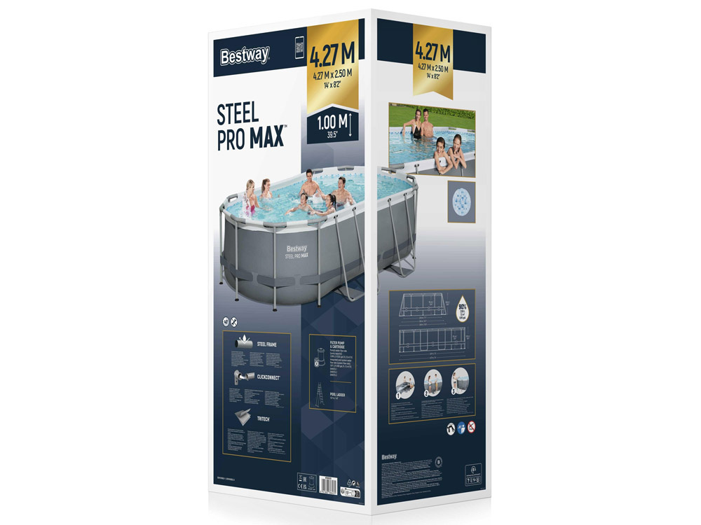 Basen stelażowy 427x250x100cm Bestway 8w1 pompa drabinka 56620