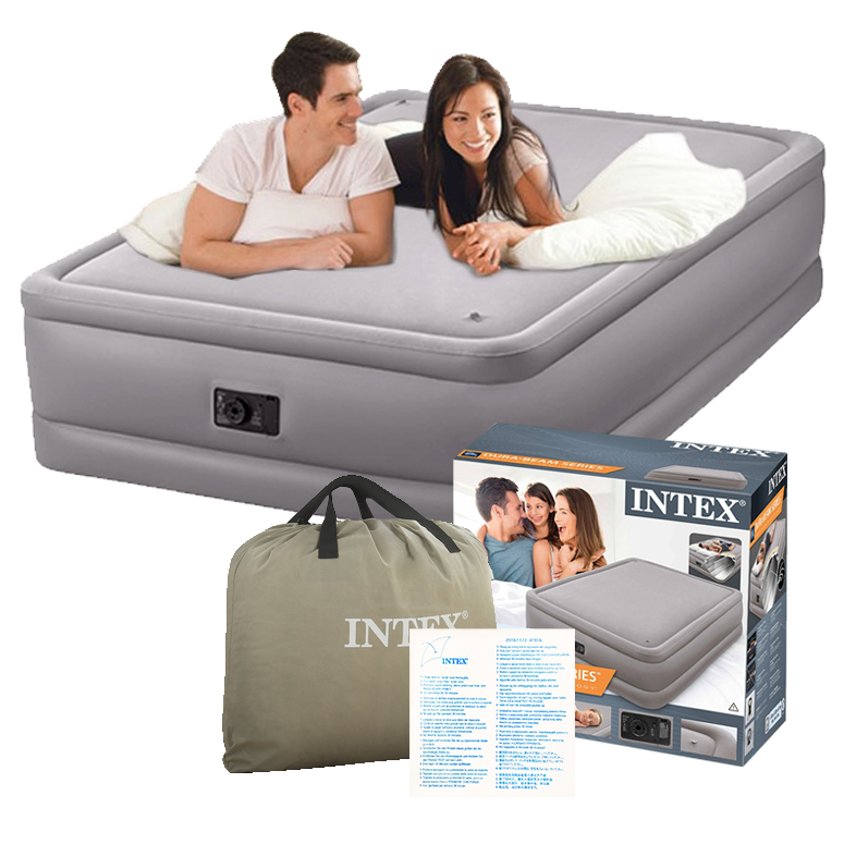 Materac welurowy z wbudowaną pompką 152 x 203 x 51 cm INTEX 64468
