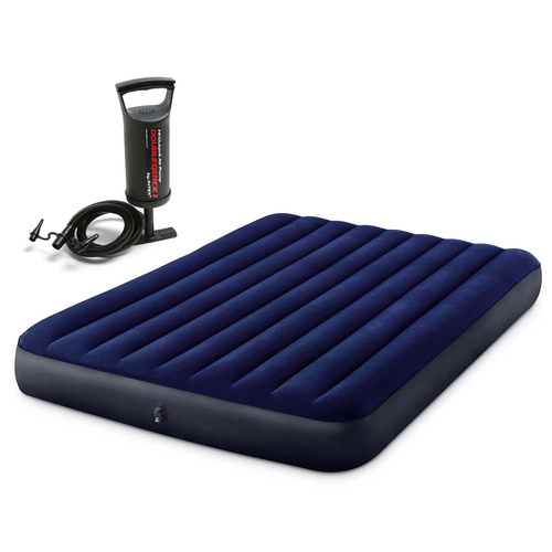 Materac welurowy dmuchany 64759 Intex + pompka tłokowa 68612 152x203 cm 