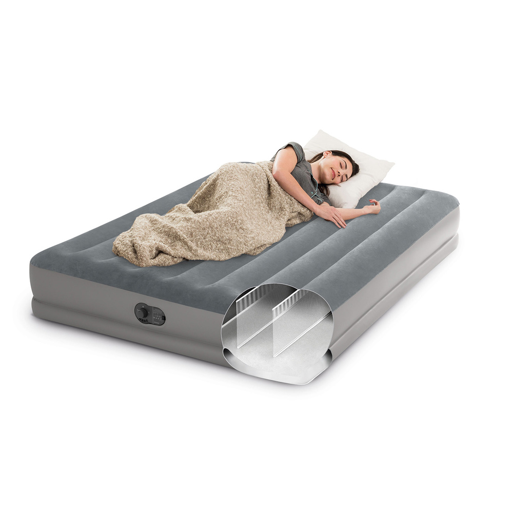 Materac welurowy dmuchany z wbudowaną pompką USB 152 x 203 x 30 cm INTEX 64114