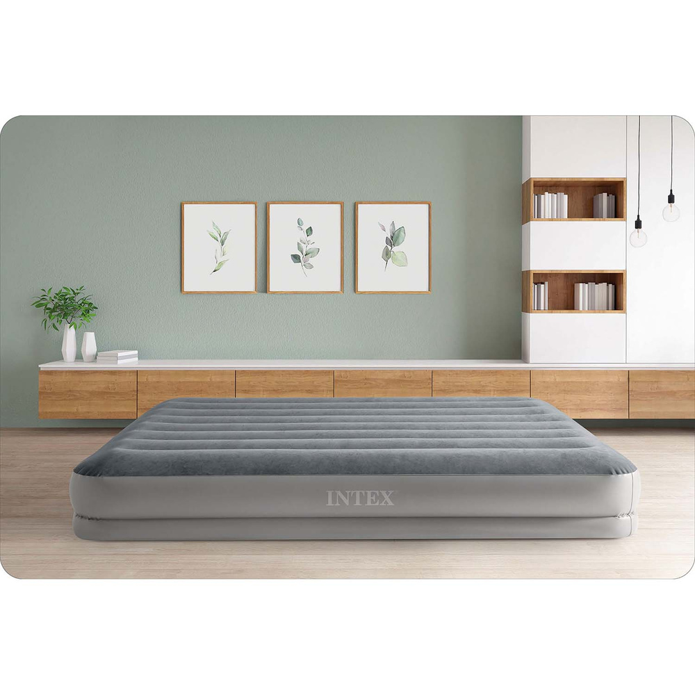 Materac welurowy dmuchany z wbudowaną pompką USB 152 x 203 x 30 cm INTEX 64114