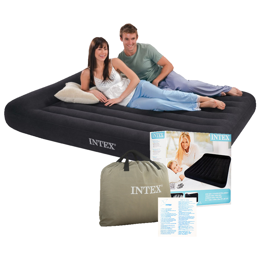 Materac dmuchany z wbudowaną poduszką 183 x 203 x 23 cm INTEX 66770