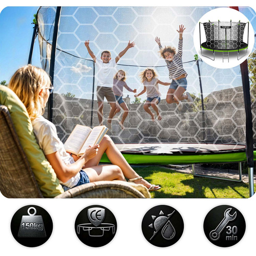 Trampolina ogrodowa 13ft/404cm z siatką wewnętrzną i drabinką Neo-Sport