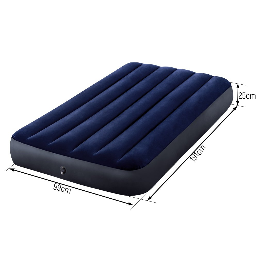 Materac dmuchany welurowy 99x191 cm Intex 64757+ pompka 68612 + poduszka 68672
