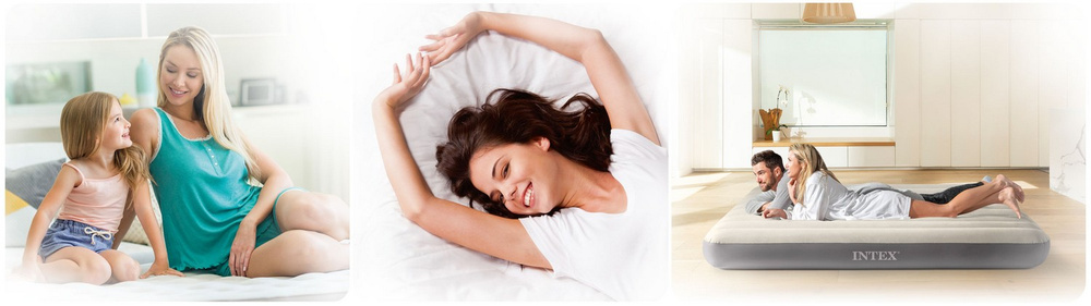 Materac dmuchany welurowy 183x203 cm Intex 64755