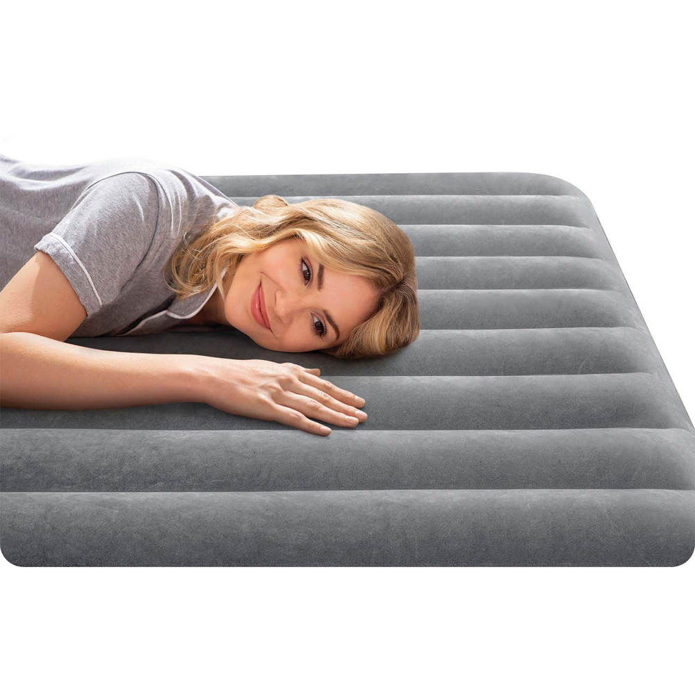 Materac welurowy dmuchany z wbudowaną pompką USB 152 x 203 x 30 cm INTEX 64114