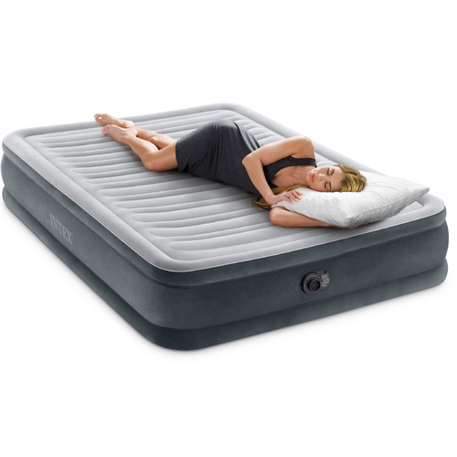 OUTLET Materac welurowy z wbudowaną pompką 137 x 191 x 33 cm INTEX 67768