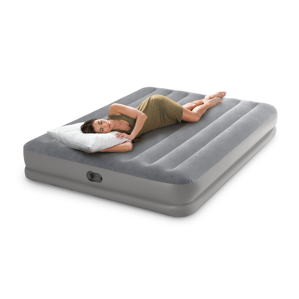 Materac welurowy dmuchany z wbudowaną pompką USB 152 x 203 x 30 cm INTEX 64114