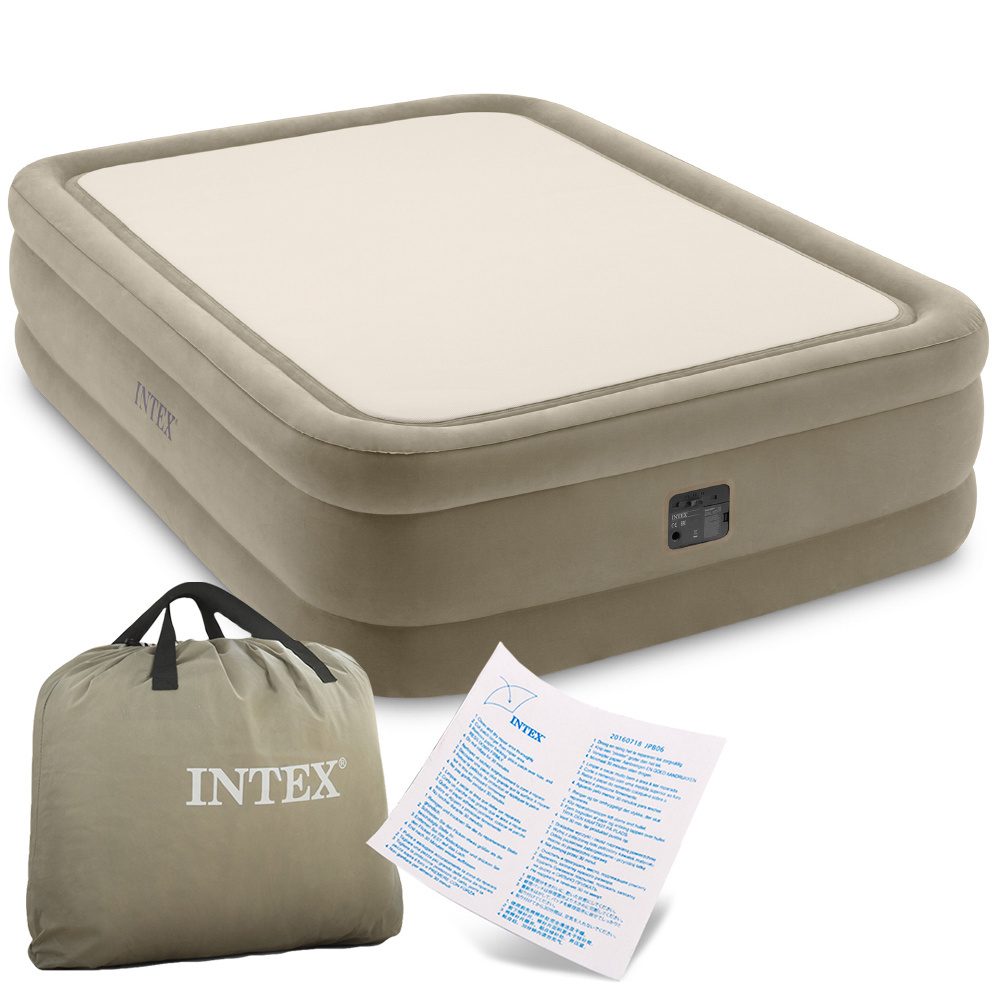Materac welurowy z pompką ThermaLux 152x203 cm Intex 64478