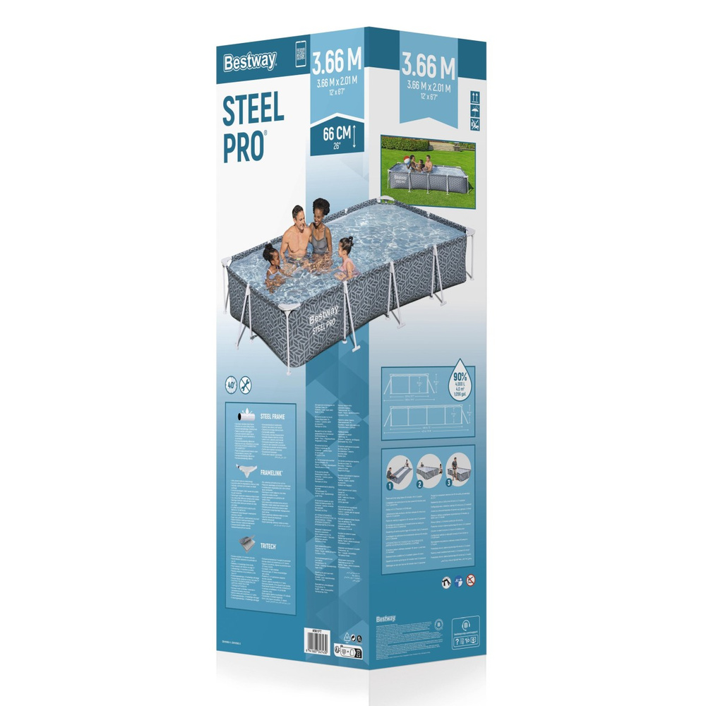 Basen Stelażowy Steel Pro 366x201x66cm BESTWAY