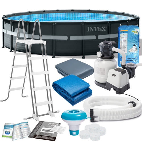 Basen ogrodowy stelażowy 549 x 132 cm INTEX 26330 z piaskiem 25 kg