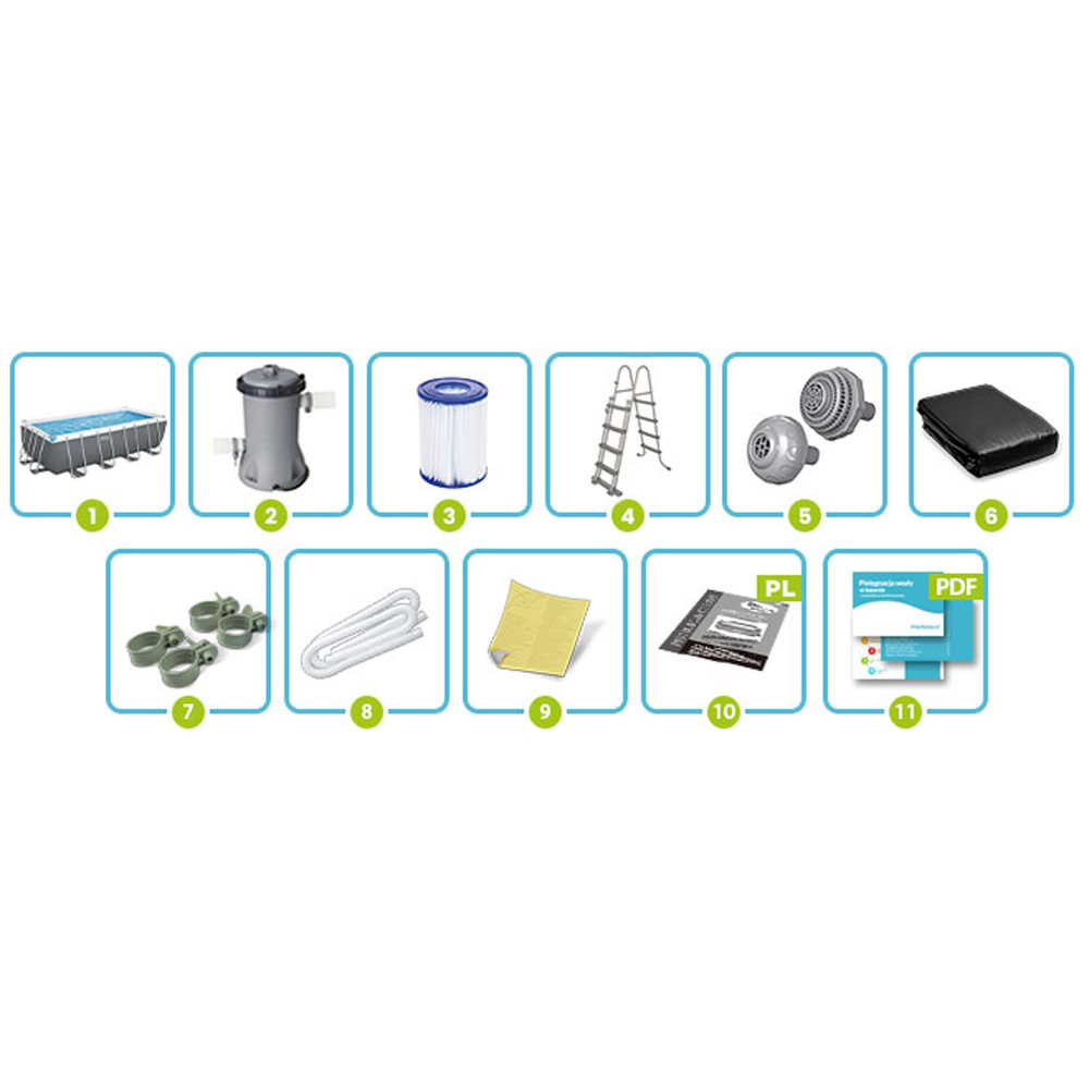 Basen ogrodowy stelażowy 488 x 244 x 122 cm 12w1 Bestway 56670