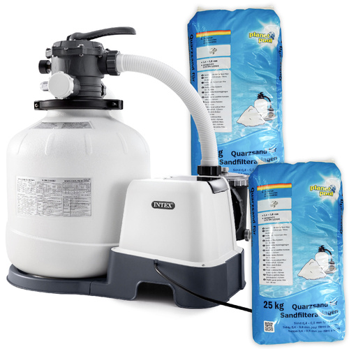 Pompa filtrująca piaskowa z generatorem chloru o wydajności 10000 l/h INTEX 26680 + piasek 50kg