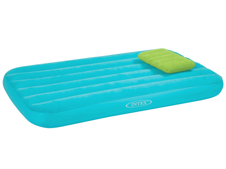 Materacyk welurowy dla dziecka z poduszką niebieski 90 x 160 x 20 cm INTEX 66801