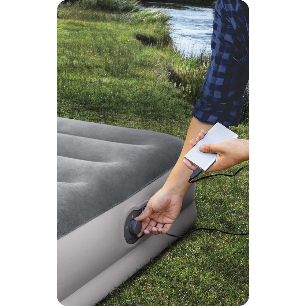 Materac welurowy dmuchany z wbudowaną pompką USB 152 x 203 x 30 cm INTEX 64114