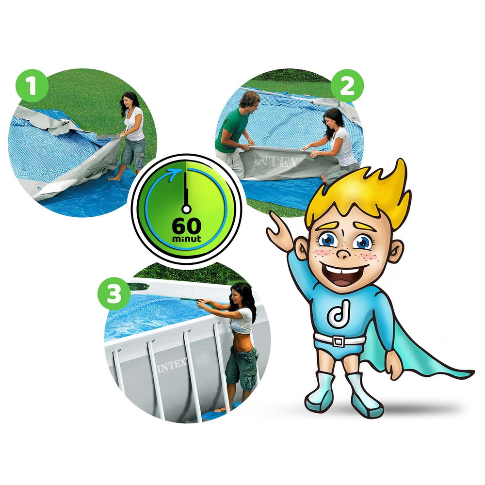 Basen ogrodowy stelażowy 488 x 244 x 107 cm 21w1 INTEX 26792 + maszynka do baniek GRATIS