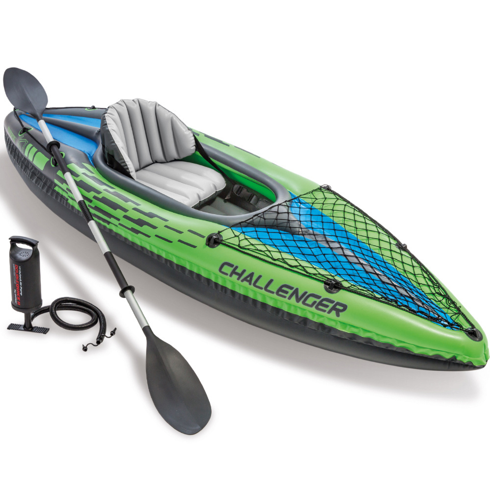 Kajak Challenger K-1 jednoosobowy + wiosła i pompka Intex 68305