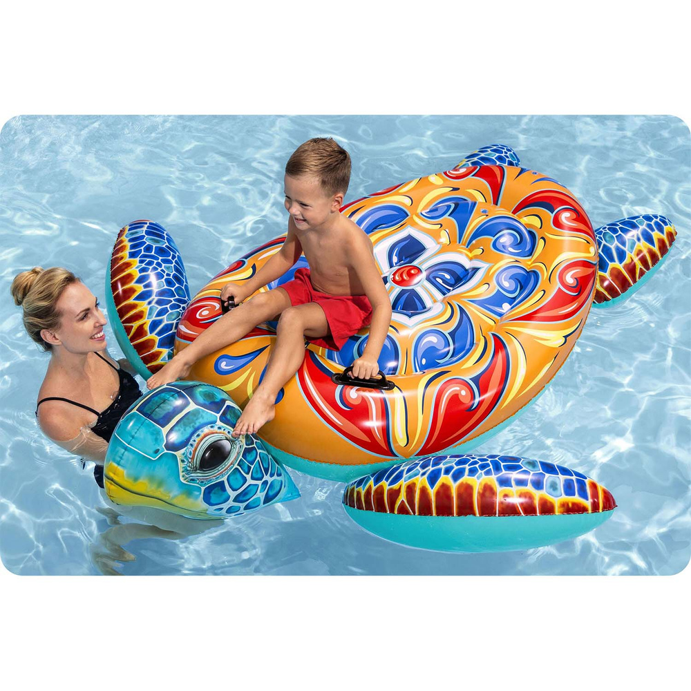 Bestway Dmuchany materac z uchwytami ŻÓŁW Nadruk Majolika 183x173cm 41523