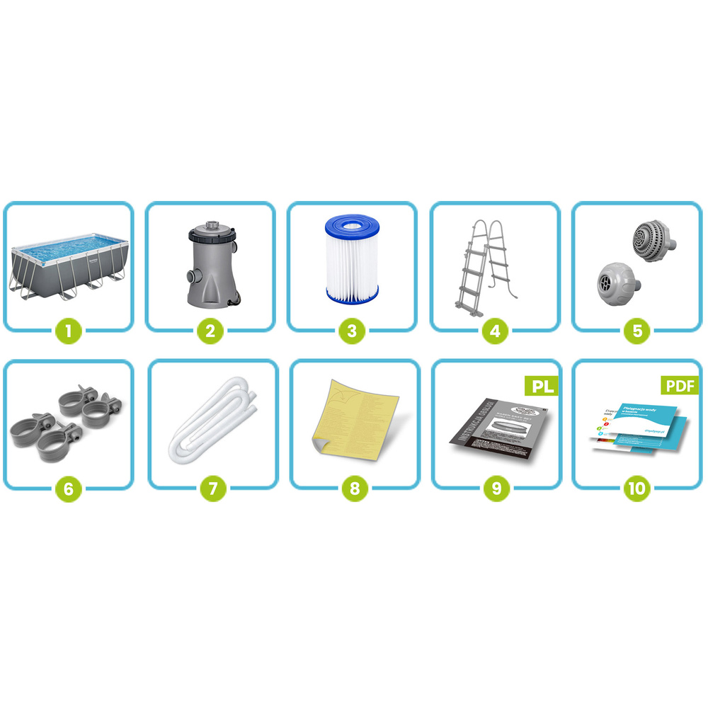 Basen stelażowy ogrodowy 412 x 201 x 122 cm 11w1 Bestway 56456N
