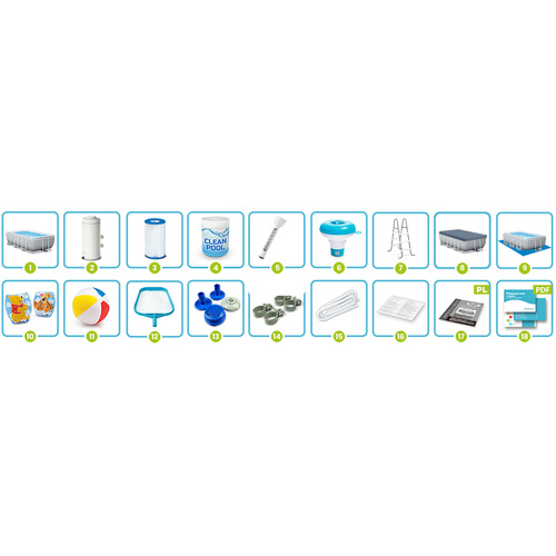 Basen ogrodowy stelażowy 300 x 175 x 80 cm zestaw 18w1 INTEX 26784