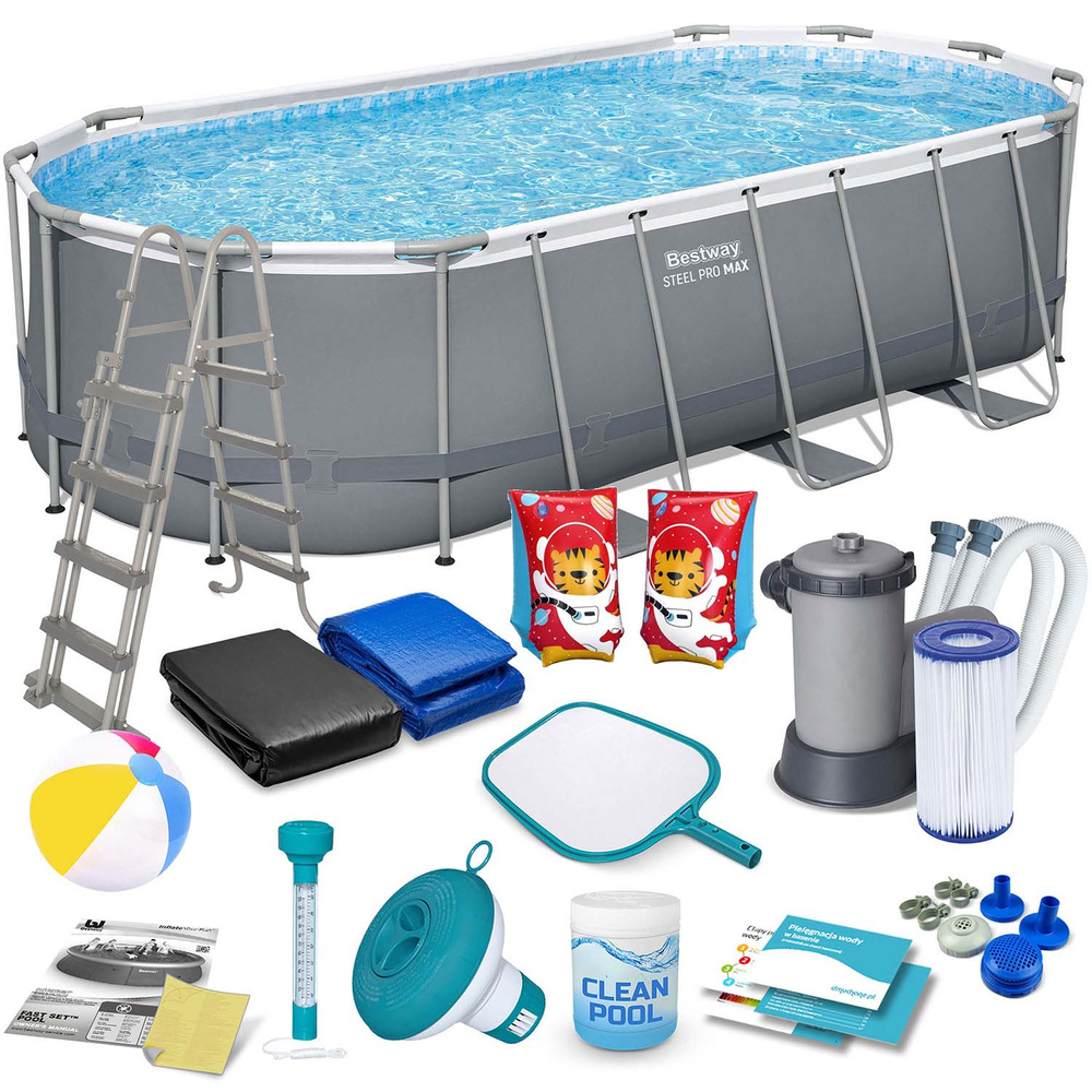 Basen ogrodowy stelażowy 549 x 274 x 122 cm 17w1 Bestway 56710