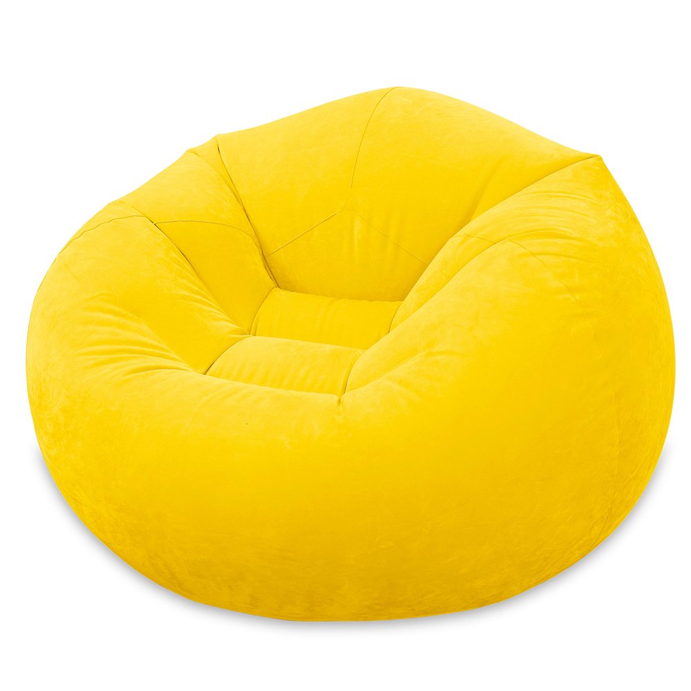 Fotel dmuchany welurowy - pufa 107 x 104 x 69 cm żółty INTEX 68569