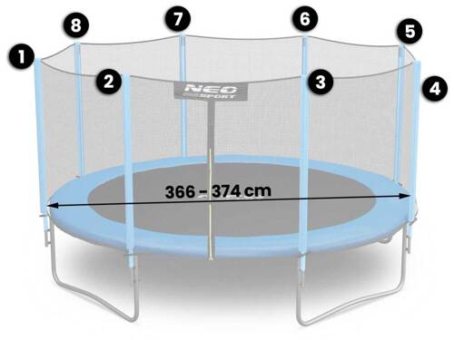 Siatka zewnętrzna do trampolin 374cm 12ft Neo-Sport